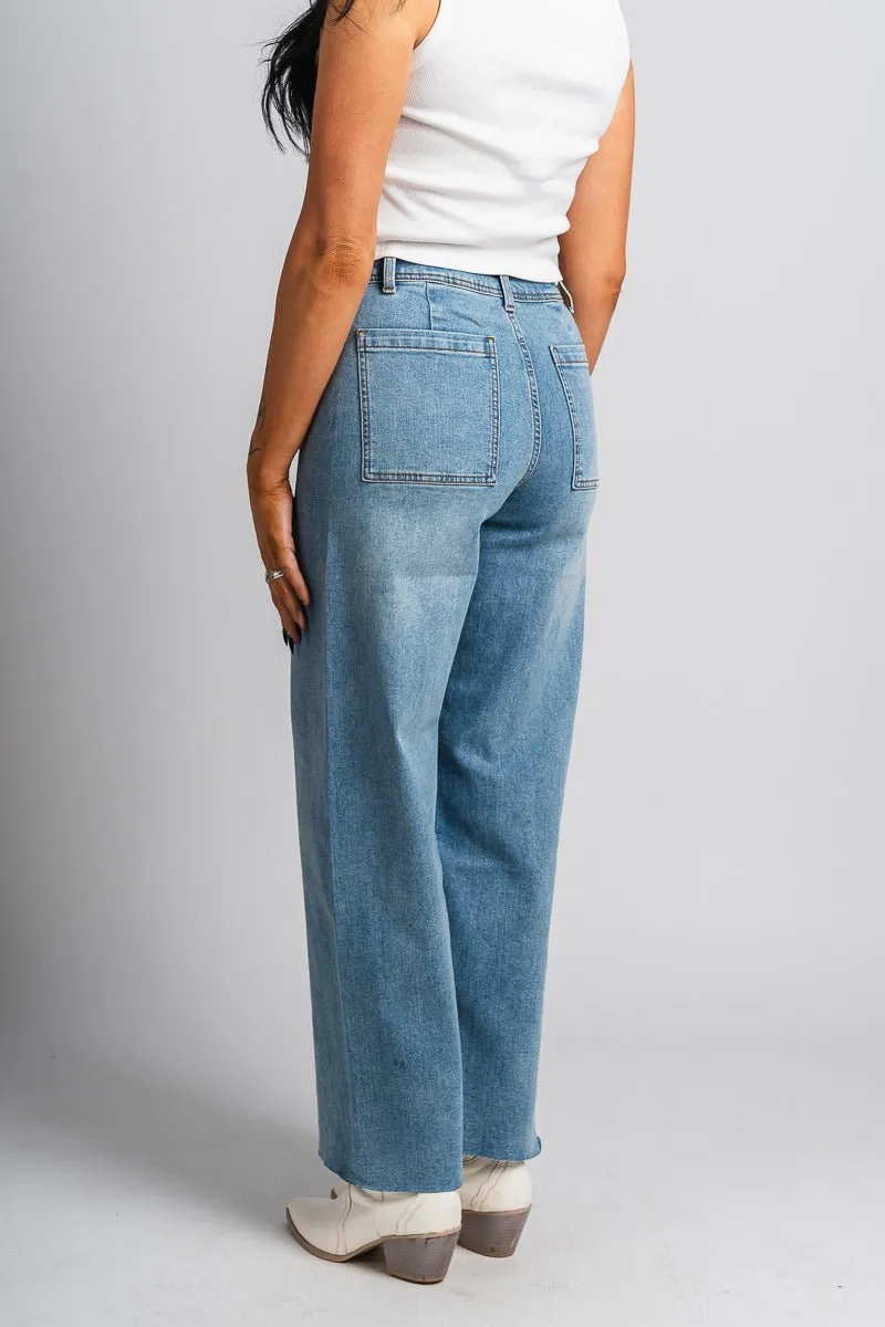 High rise wide leg jeans light blue