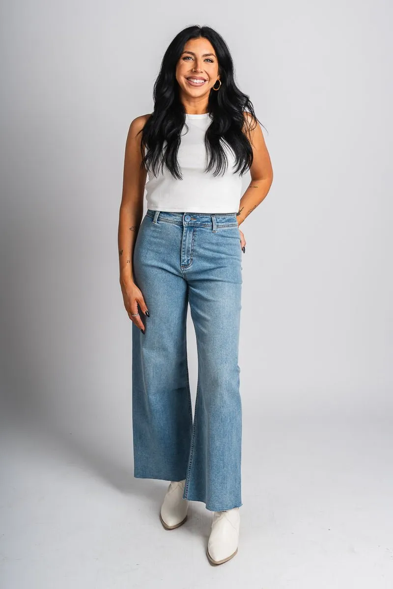High rise wide leg jeans light blue