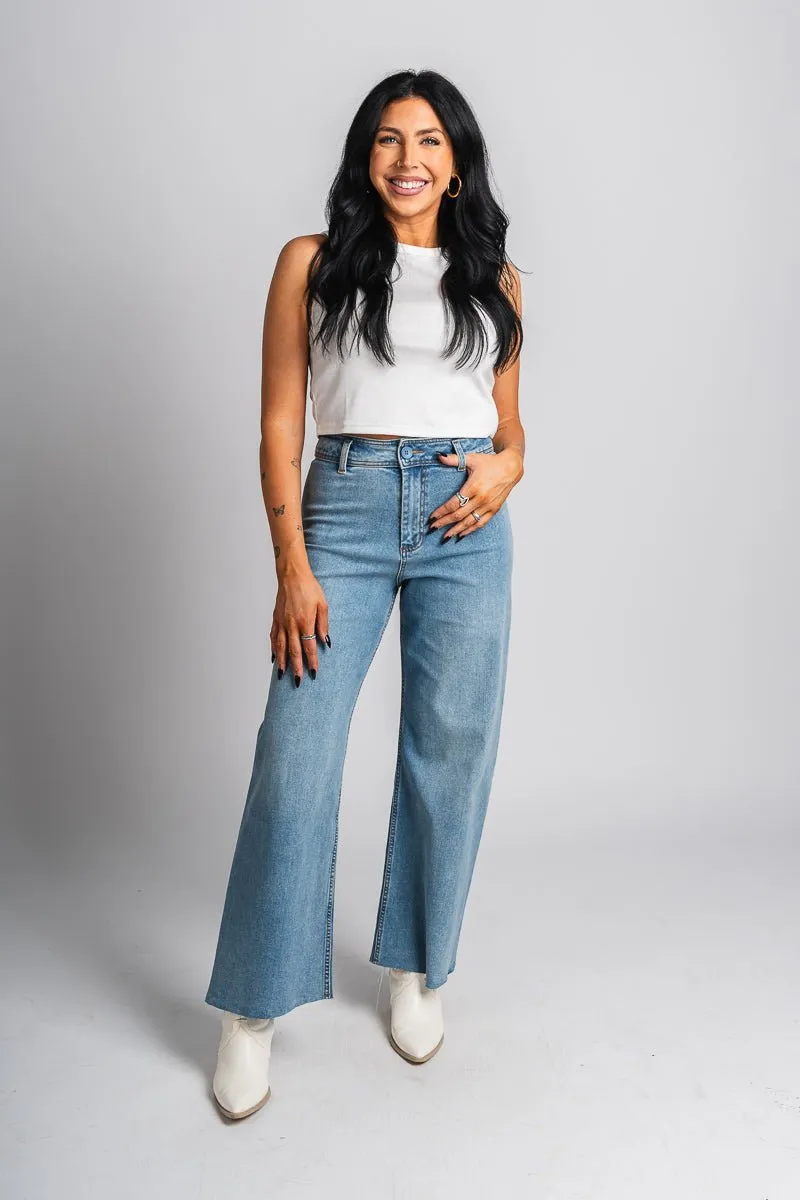 High rise wide leg jeans light blue