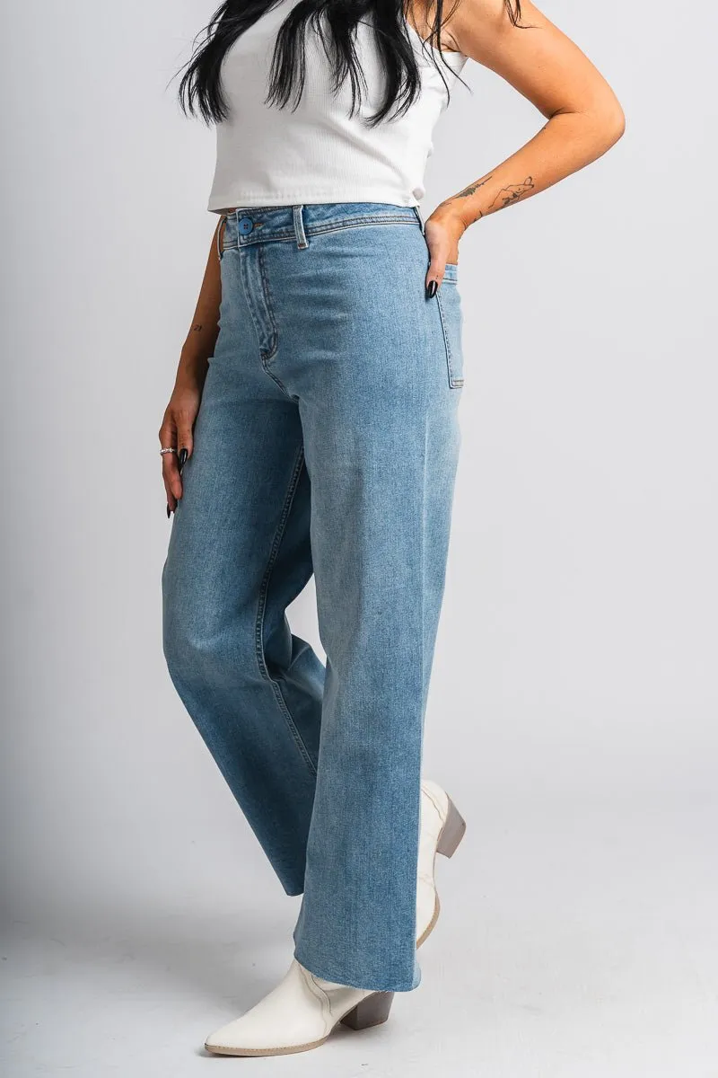 High rise wide leg jeans light blue
