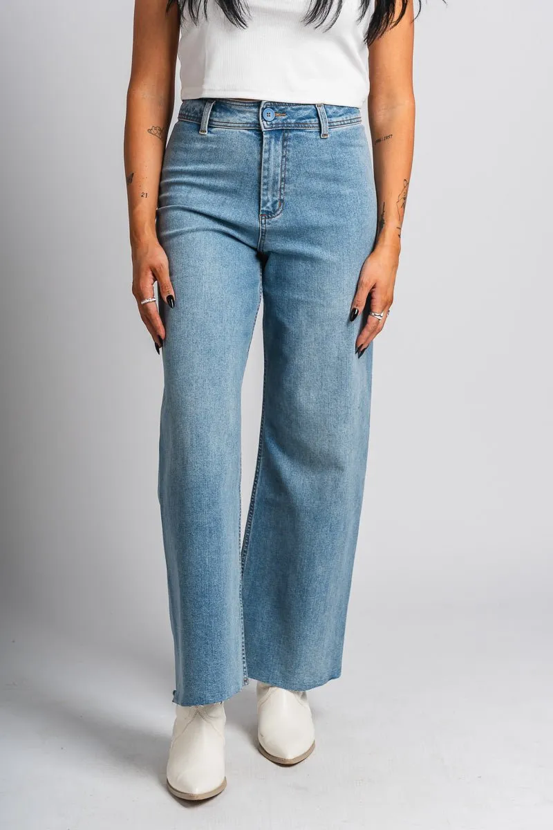 High rise wide leg jeans light blue