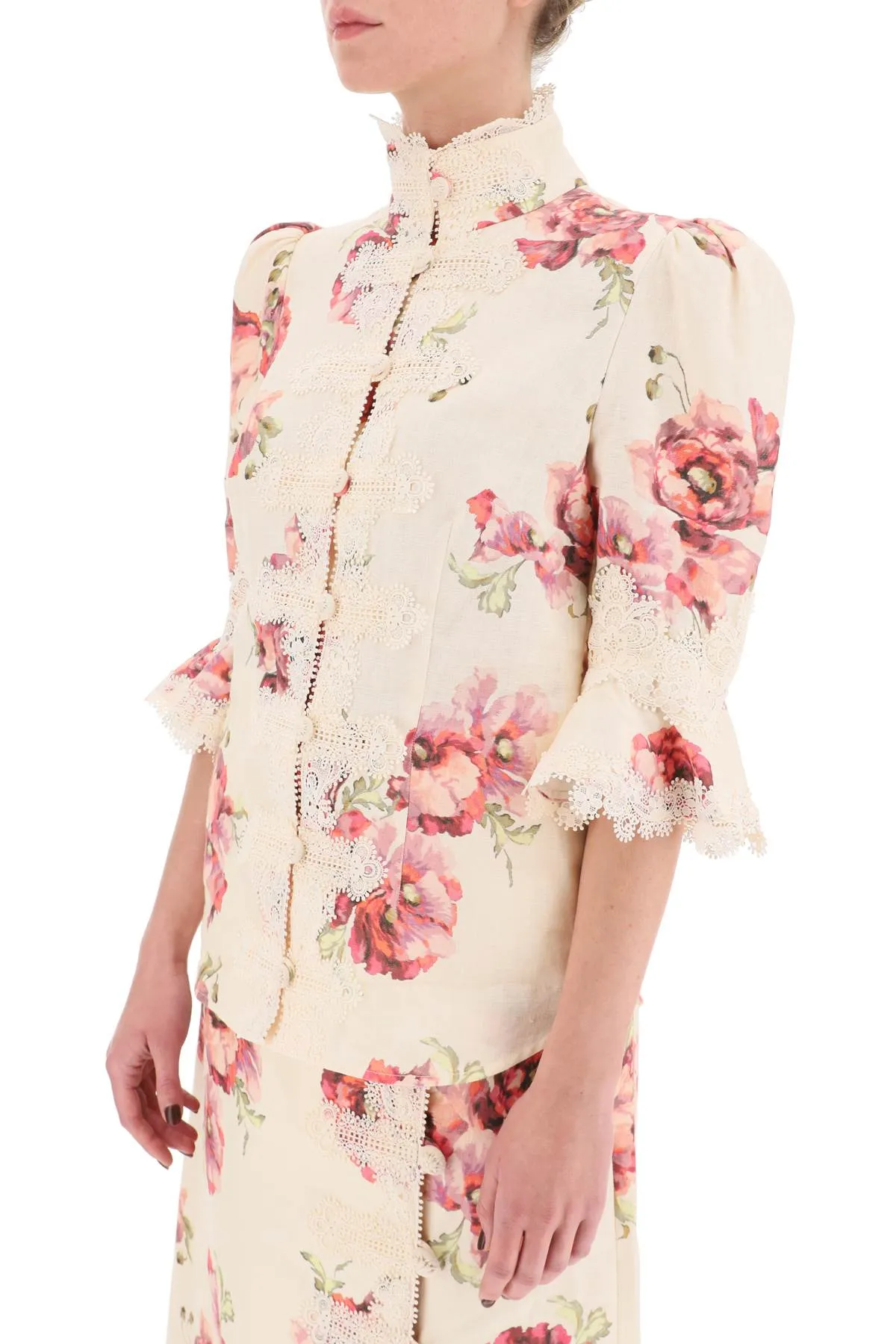 'high tide applique' mandarin blouse