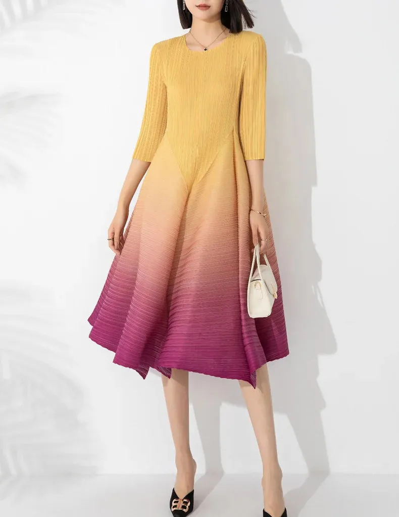 Japanese Pleated Midi Dress - Limited Edition