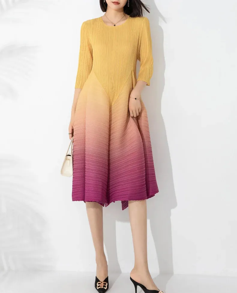 Japanese Pleated Midi Dress - Limited Edition
