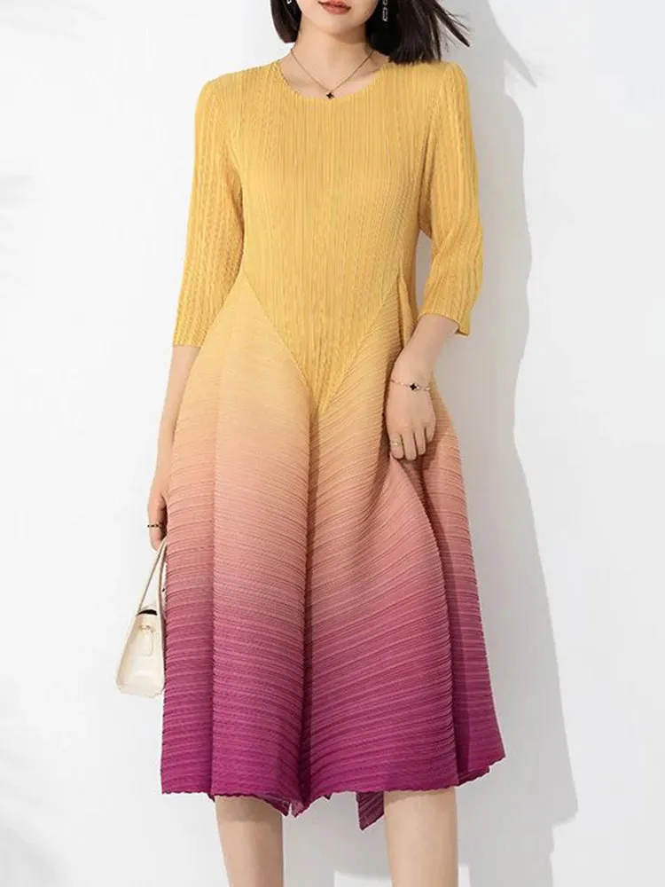 Japanese Pleated Midi Dress - Limited Edition