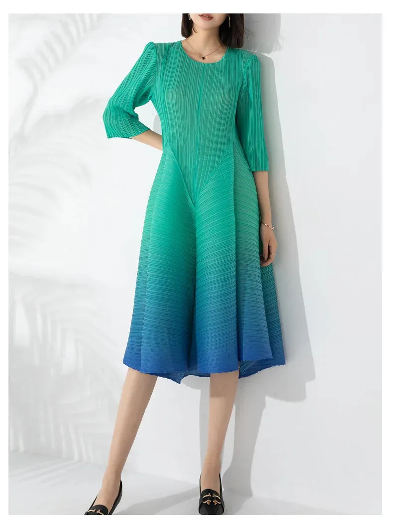 Japanese Pleated Midi Dress - Limited Edition