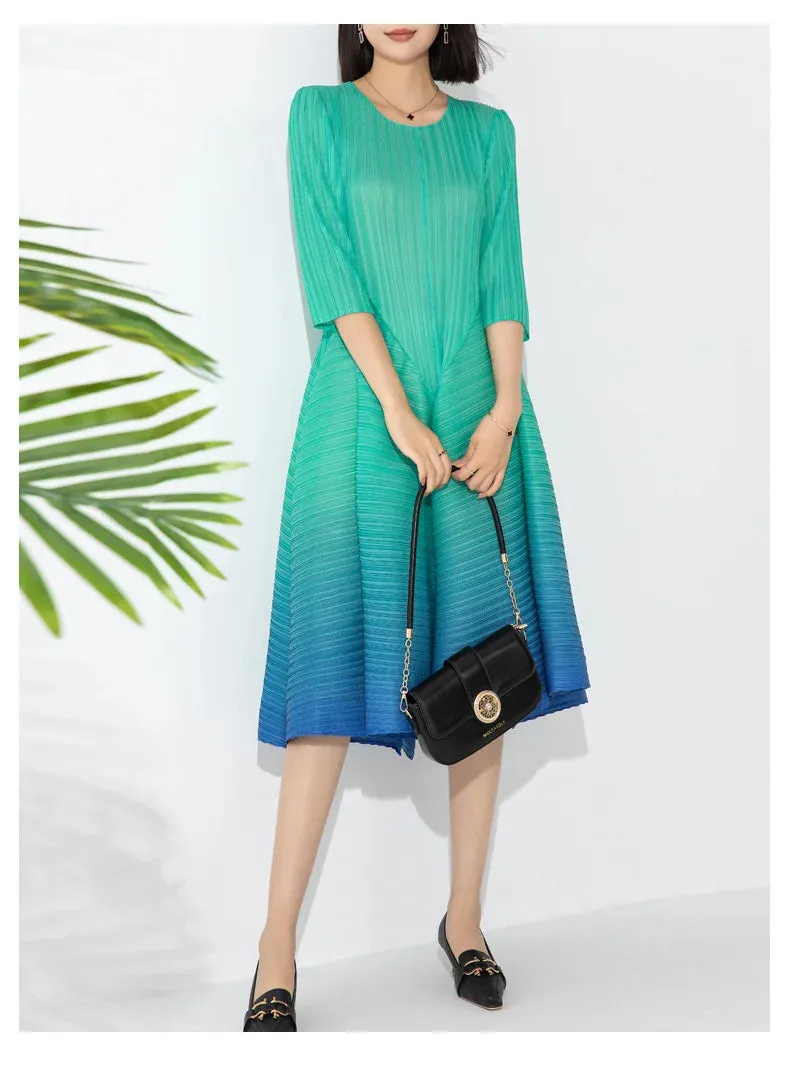 Japanese Pleated Midi Dress - Limited Edition