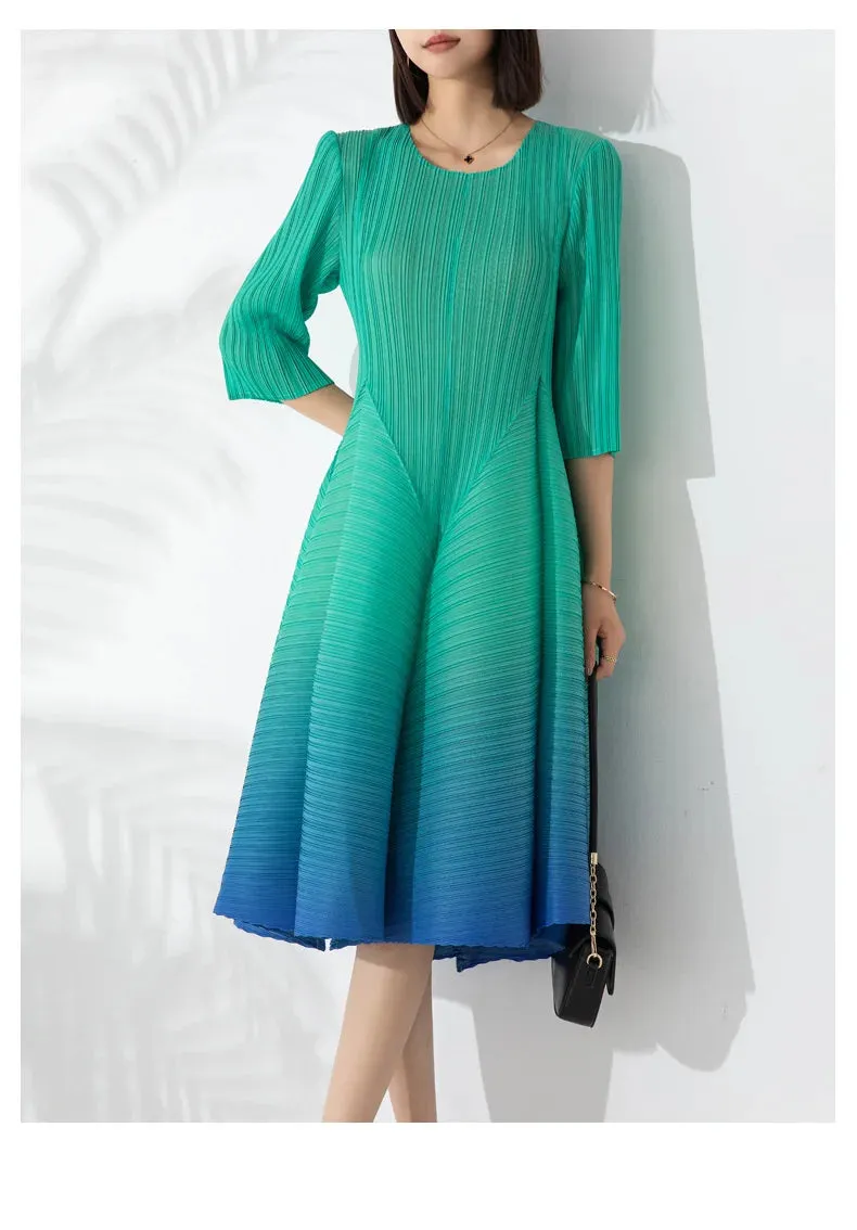 Japanese Pleated Midi Dress - Limited Edition