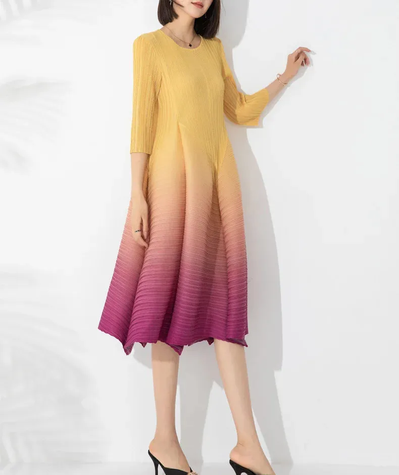Japanese Pleated Midi Dress - Limited Edition