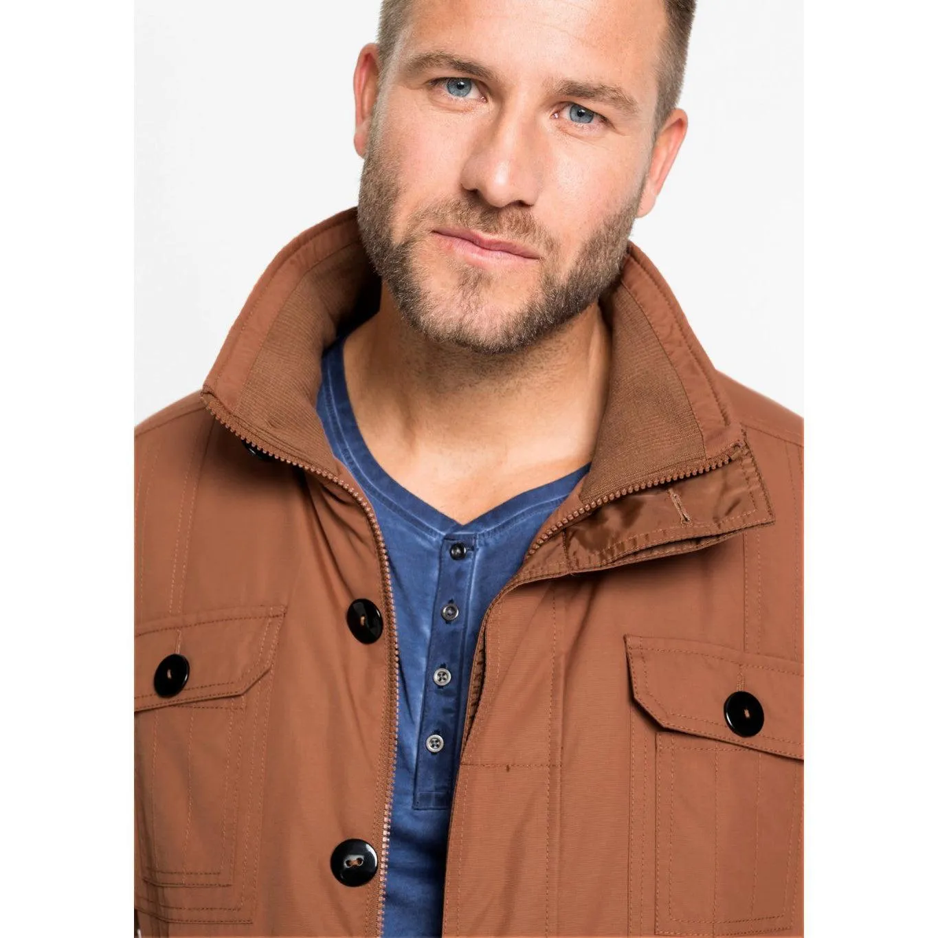 John Baner Hooded Jacket with Fur Trim Chestnut Size 48