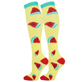 Knee-High Compression Socks Fruits Pattern Sports Nylon Stockings