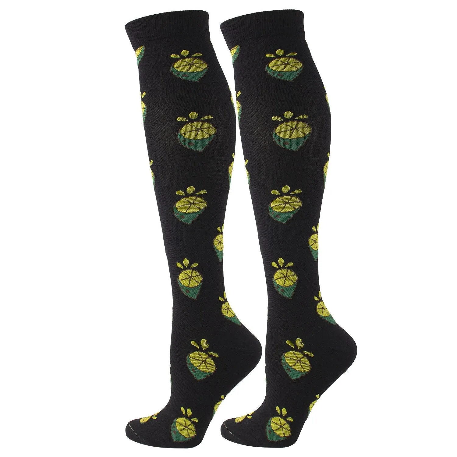 Knee-High Compression Socks Fruits Pattern Sports Nylon Stockings