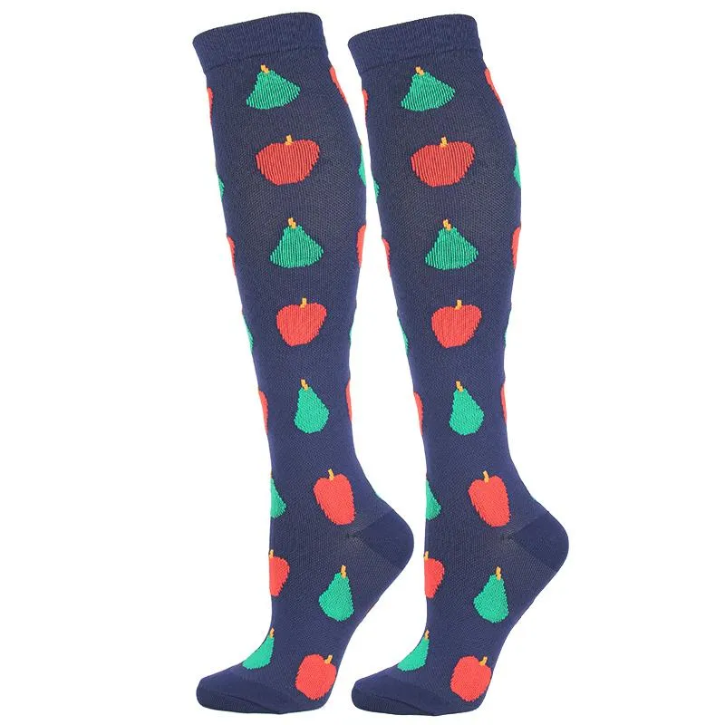 Knee-High Compression Socks Fruits Pattern Sports Nylon Stockings