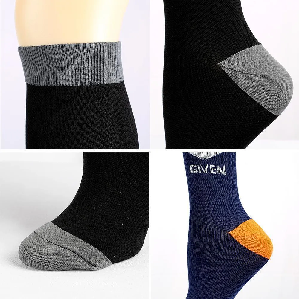 Knee-High Compression Socks Triangle Pattern Gray Sports Nylon Stockings