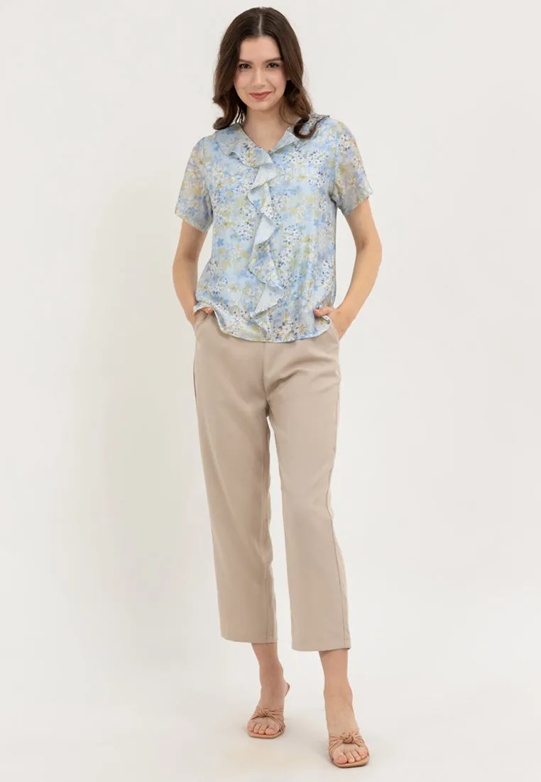 Krizia High Waisted Pants Trousers Casual Plain Office Work Business Pant with Pockets