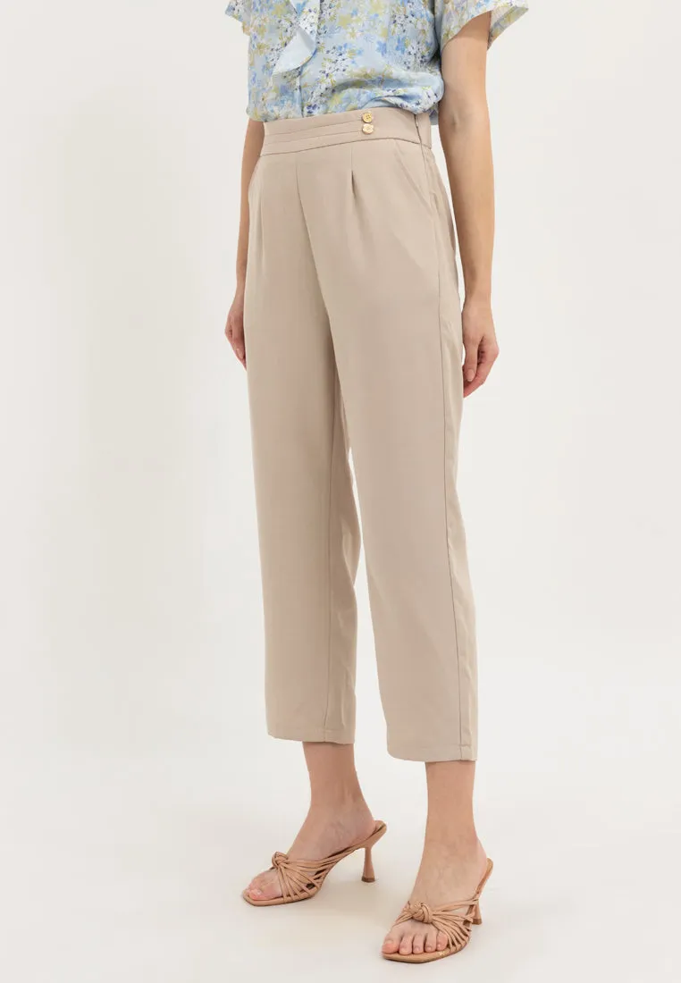 Krizia High Waisted Pants Trousers Casual Plain Office Work Business Pant with Pockets
