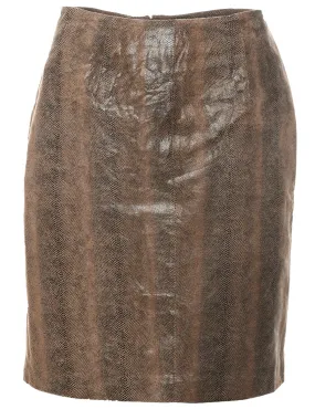 Leather Snakeskin Pattern Pencil Skirt - M