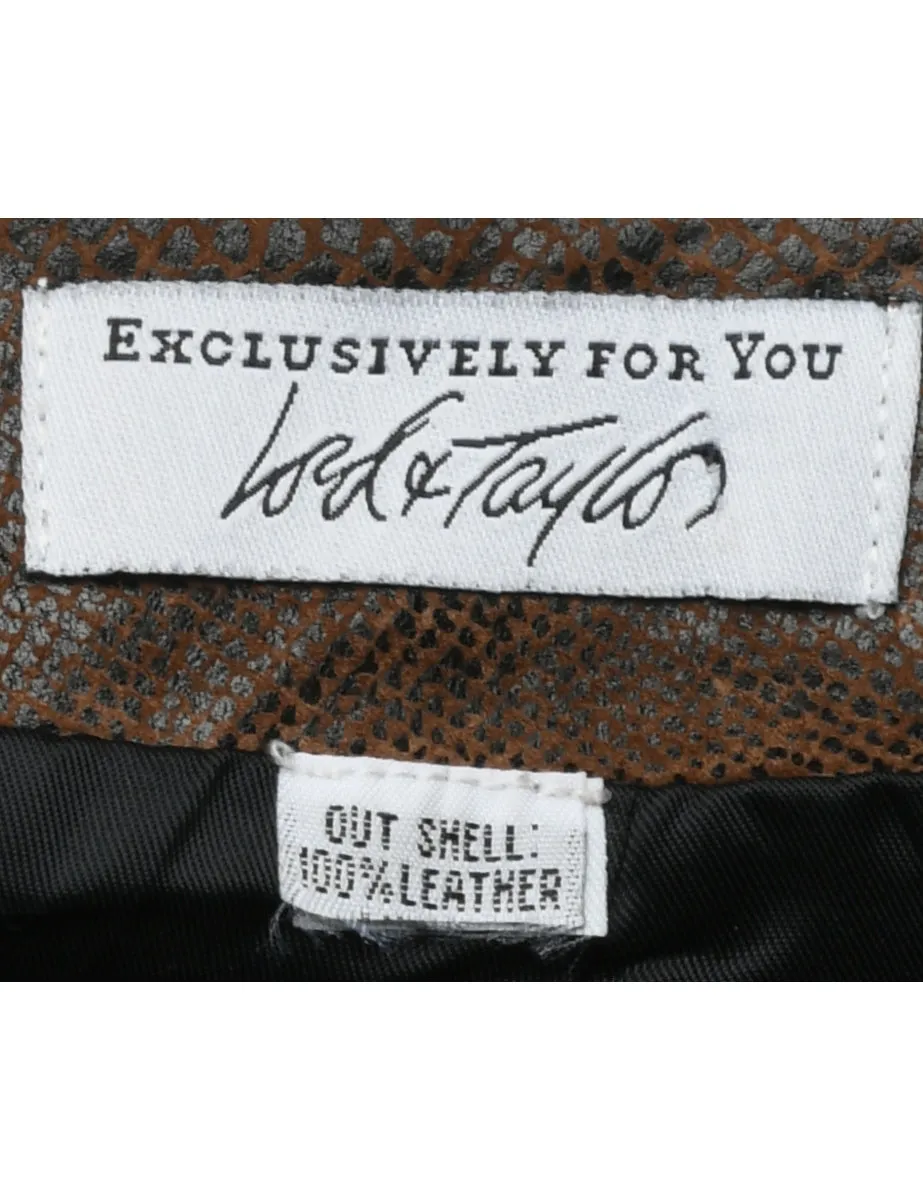 Leather Snakeskin Pattern Pencil Skirt - M
