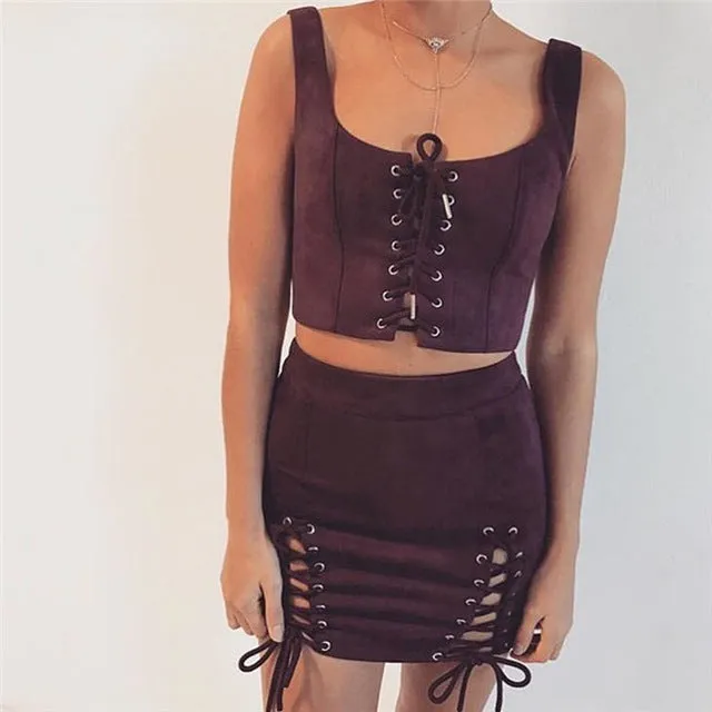 Leather Suede Skirt