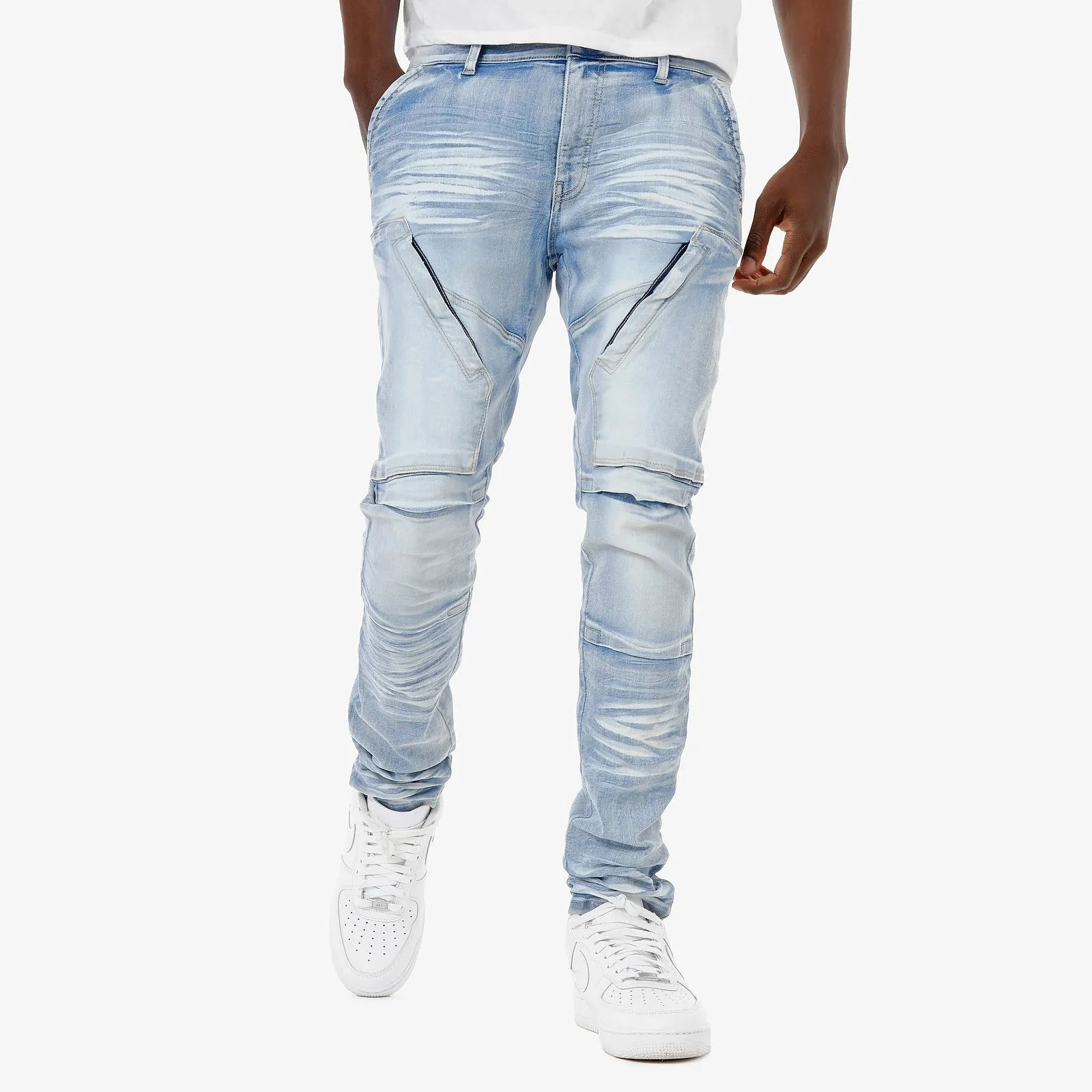 LIGHT SAND BLUE JEANS W/ HIDDEN POCKETS