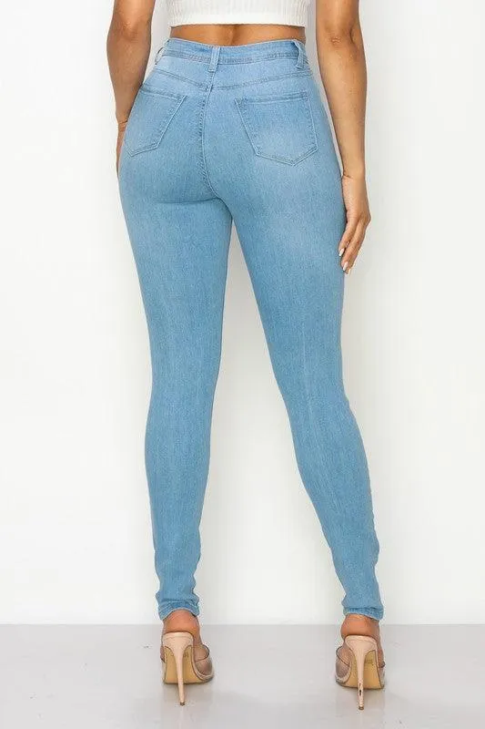 LO-202 High rise stretch ripped knee skinny jeans