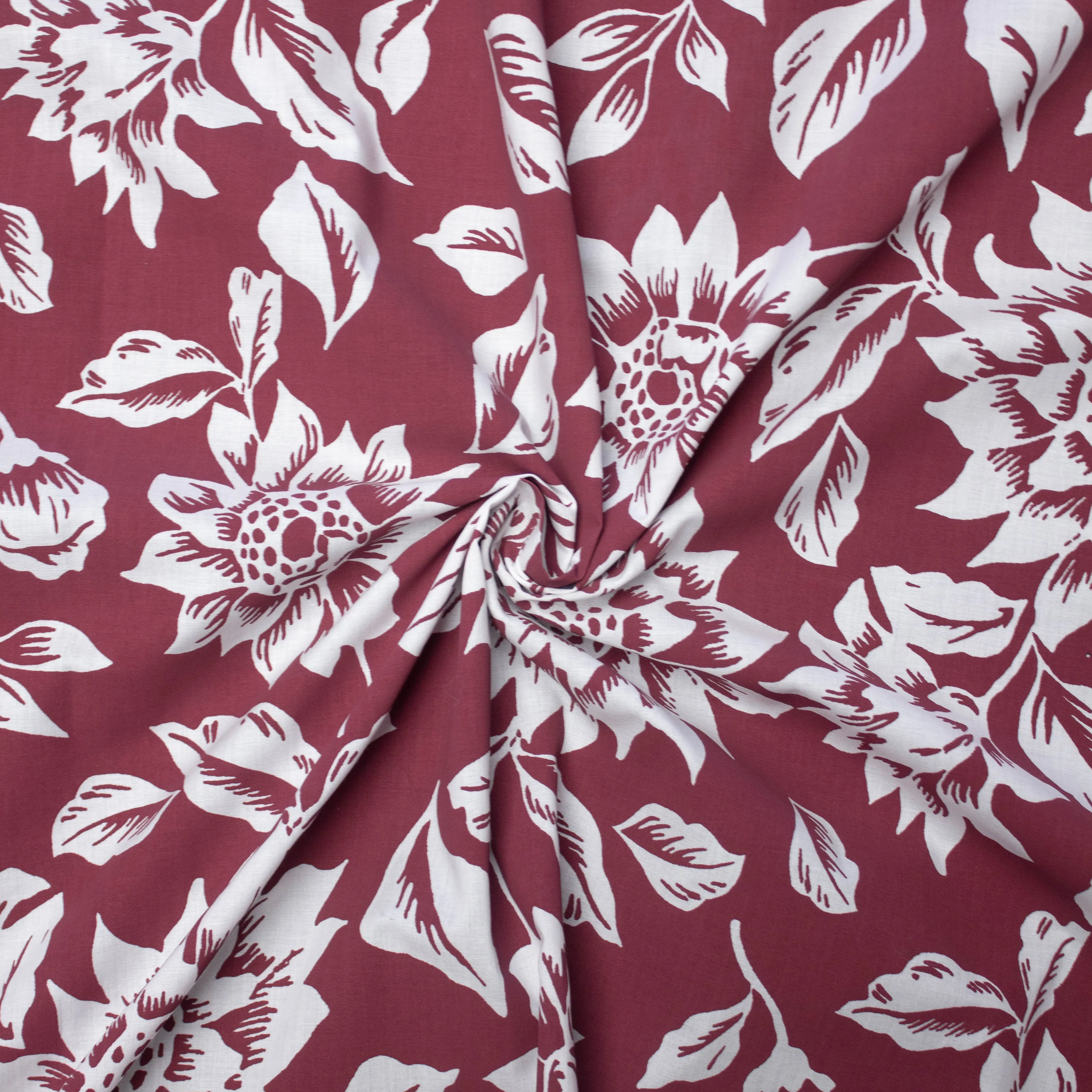 Lozan Burgundy Floral Cotton