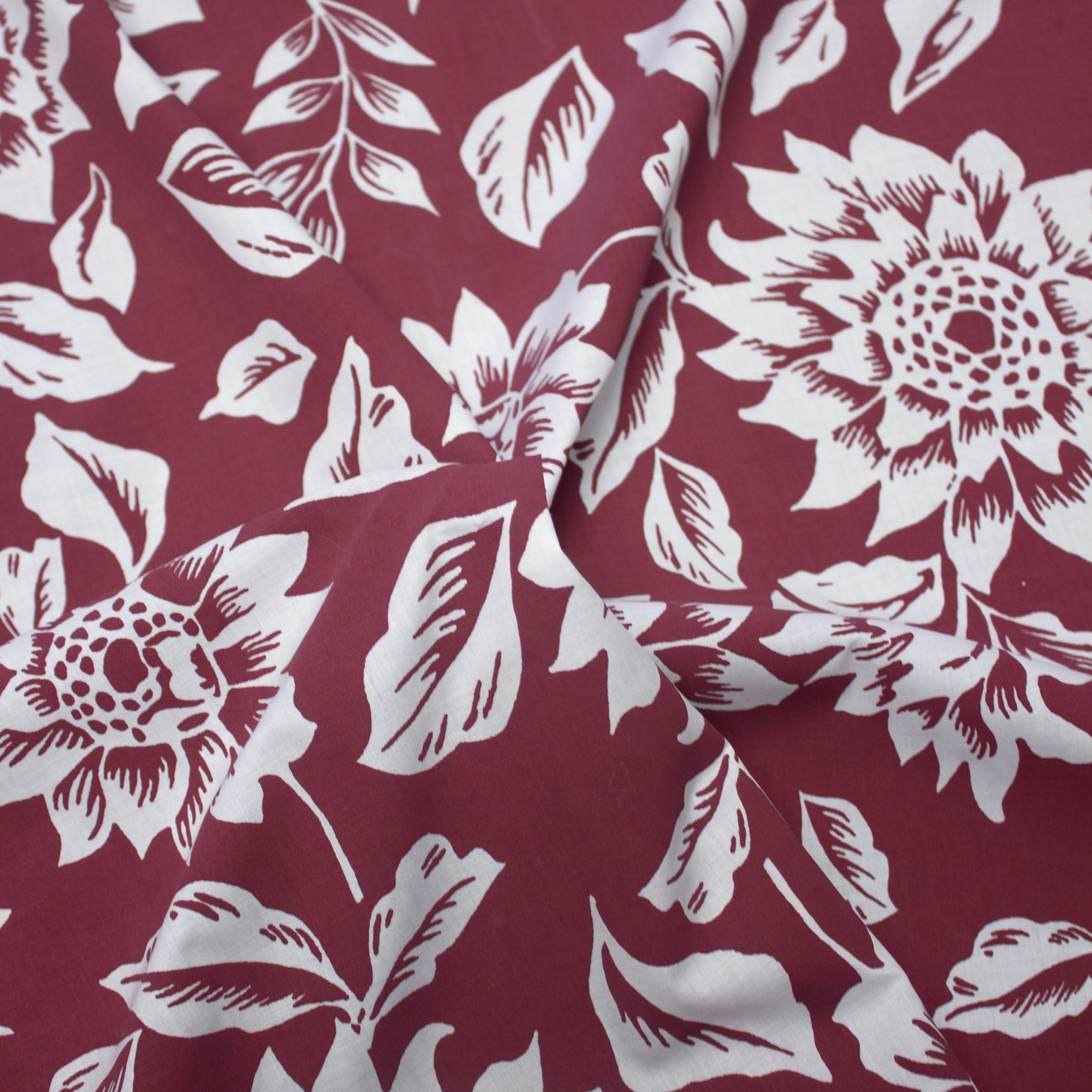 Lozan Burgundy Floral Cotton