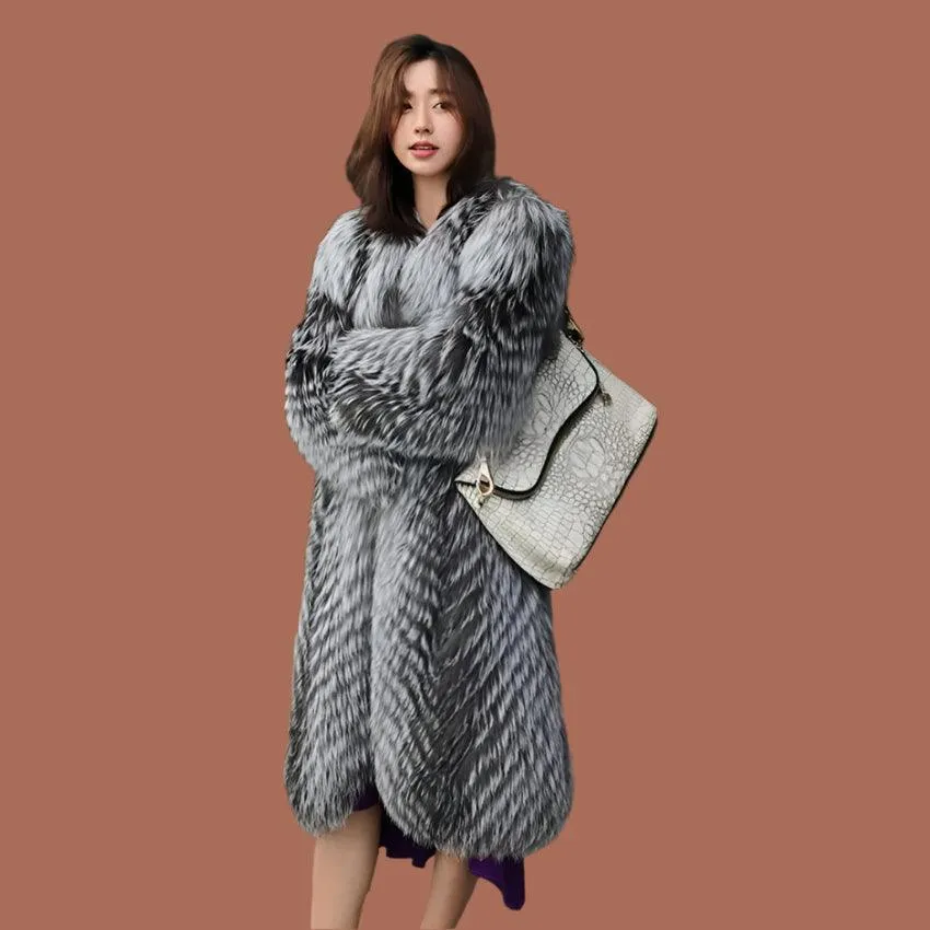 Luxury Fluffy Faux Fur Long Coat – Warm, Windproof & Chic for Winter