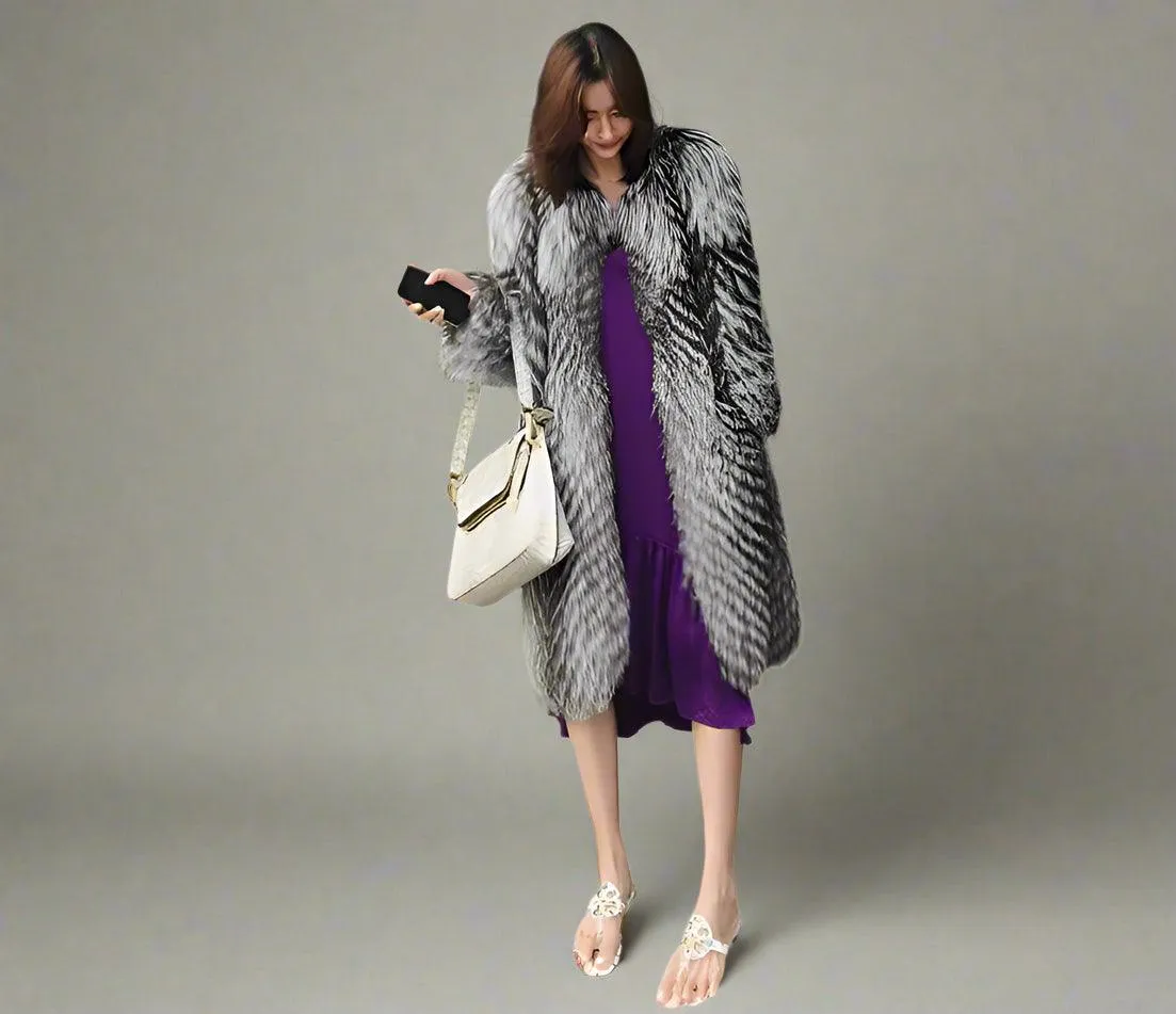 Luxury Fluffy Faux Fur Long Coat – Warm, Windproof & Chic for Winter