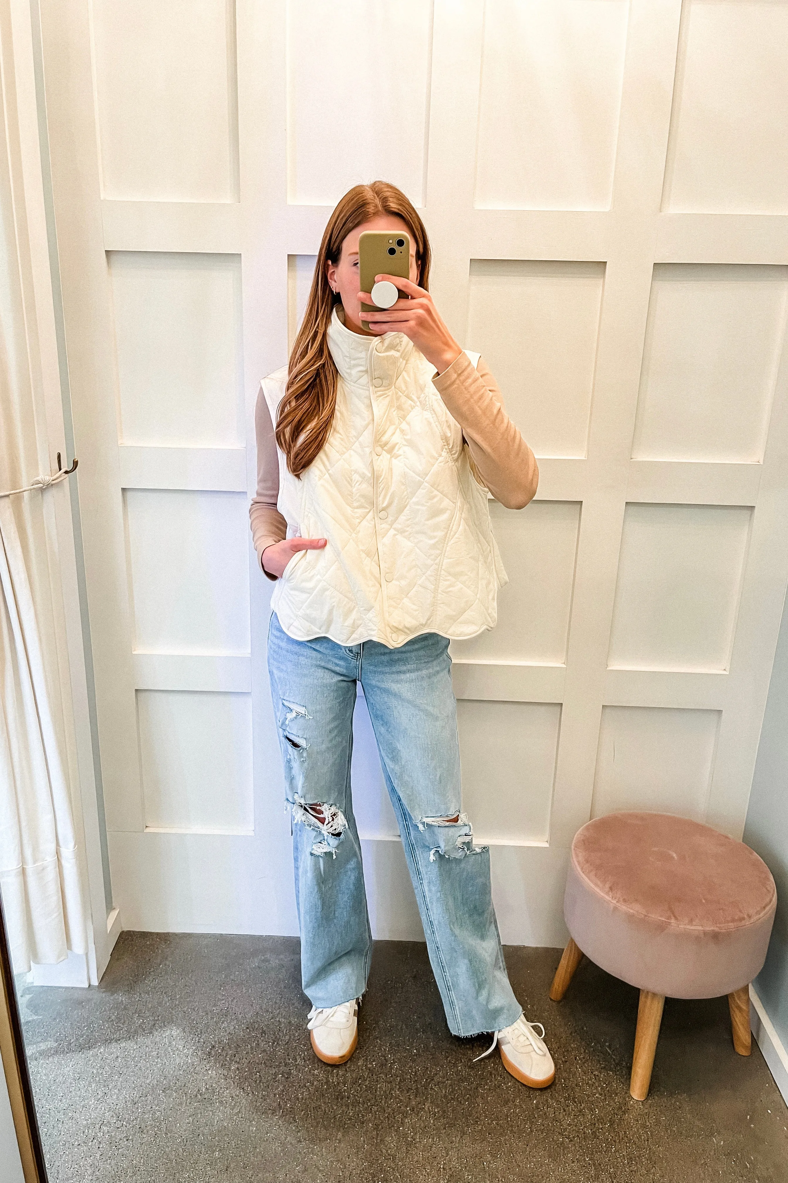 Lyla Lightweight Quilted Vest-Cream-FINAL SALE