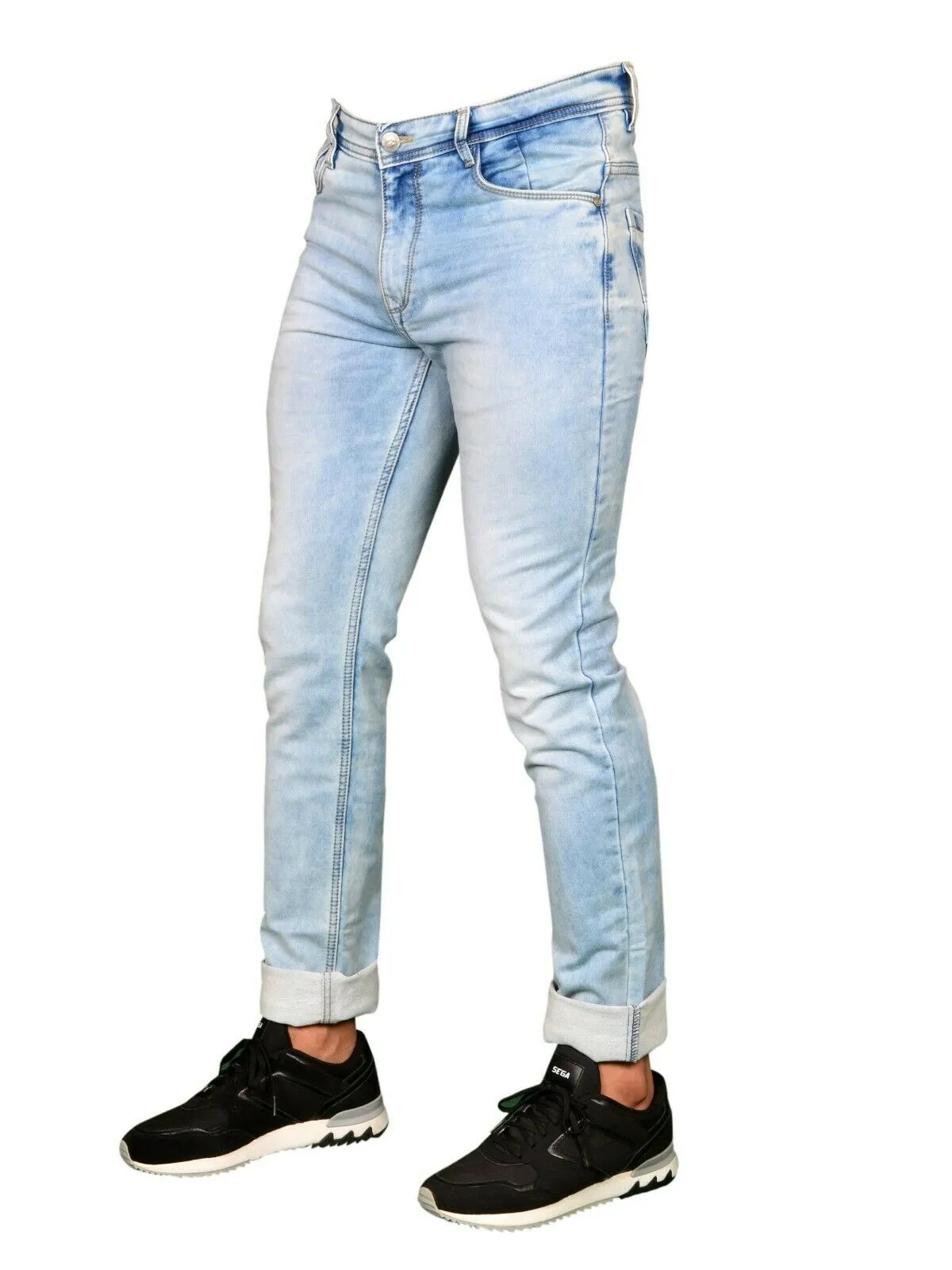 MENS JEANS: LIGHT BLUE FADED REGULAR DENIM JEANS BY BURK HEDGES