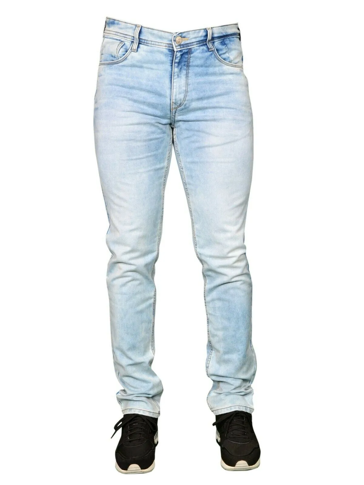 MENS JEANS: LIGHT BLUE FADED REGULAR DENIM JEANS BY BURK HEDGES