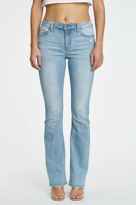 MID RISE BOOTCUT JEANS  (LIGHT WASH)