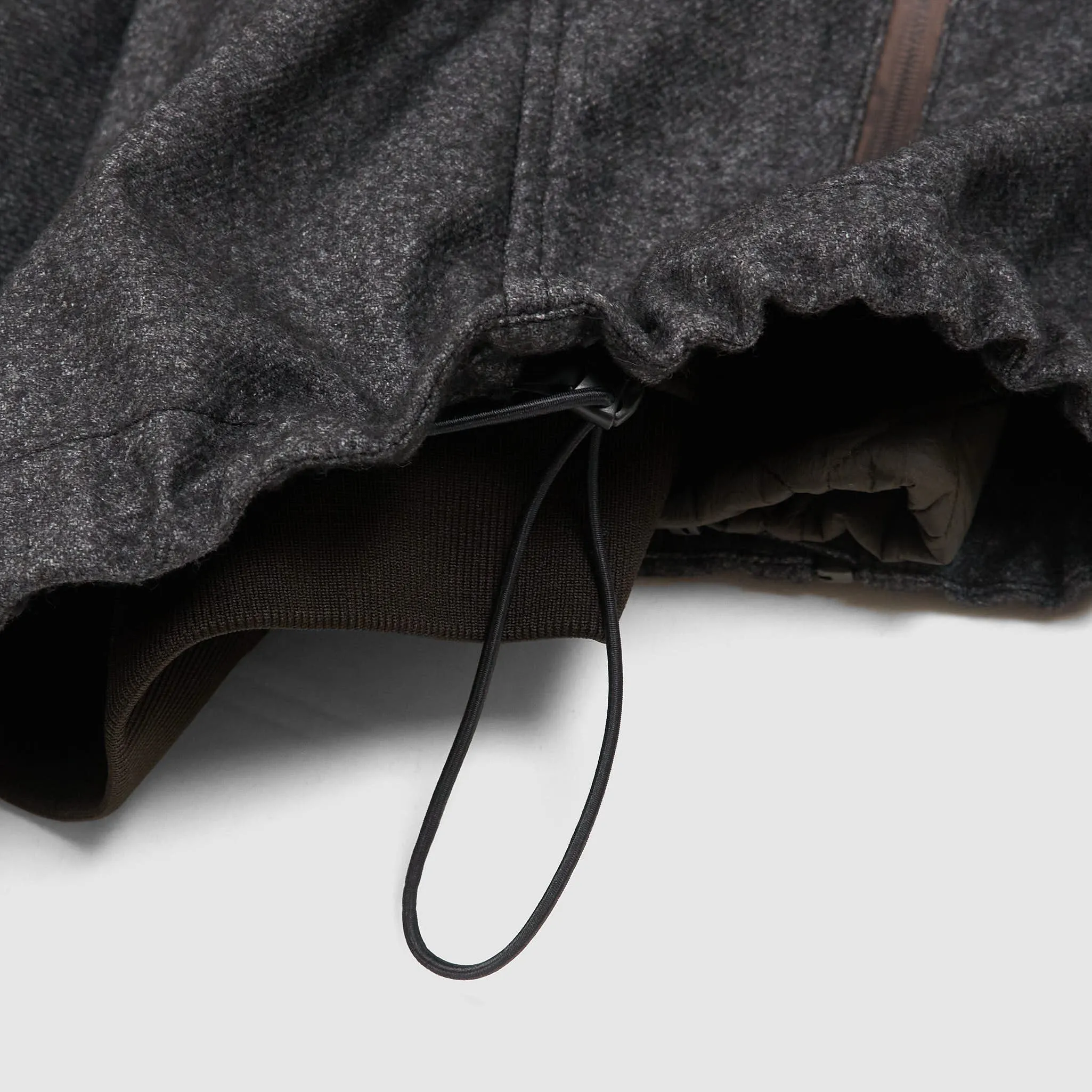 NemeN Short Wool Blend Hooded Short Parka with Removable Liner