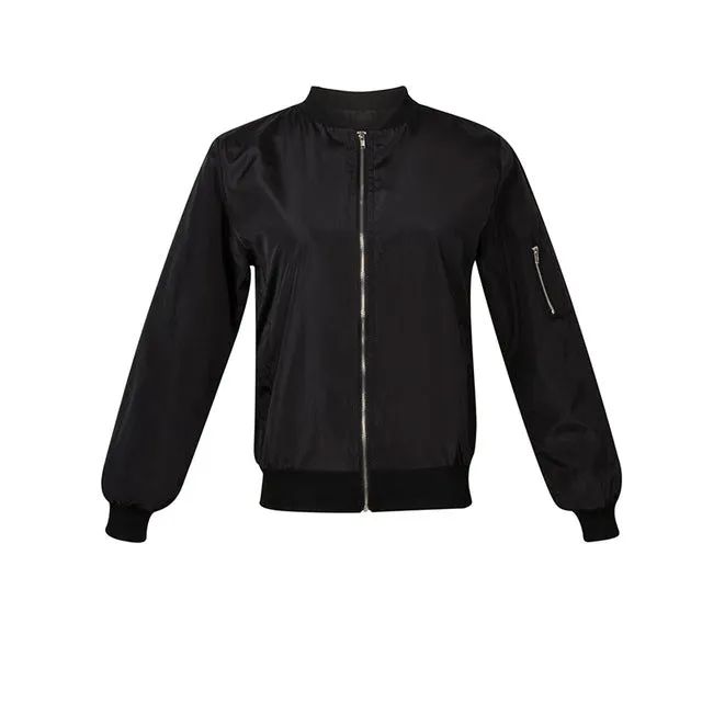NEWEAR Women Casual Bomber Jacket Coat Autumn Winter Windbreaker Tops Long Sleeve Fashion Stand Collar Jackets Slim Zipper Coats