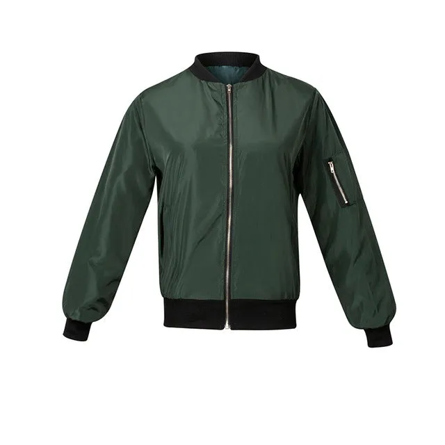 NEWEAR Women Casual Bomber Jacket Coat Autumn Winter Windbreaker Tops Long Sleeve Fashion Stand Collar Jackets Slim Zipper Coats