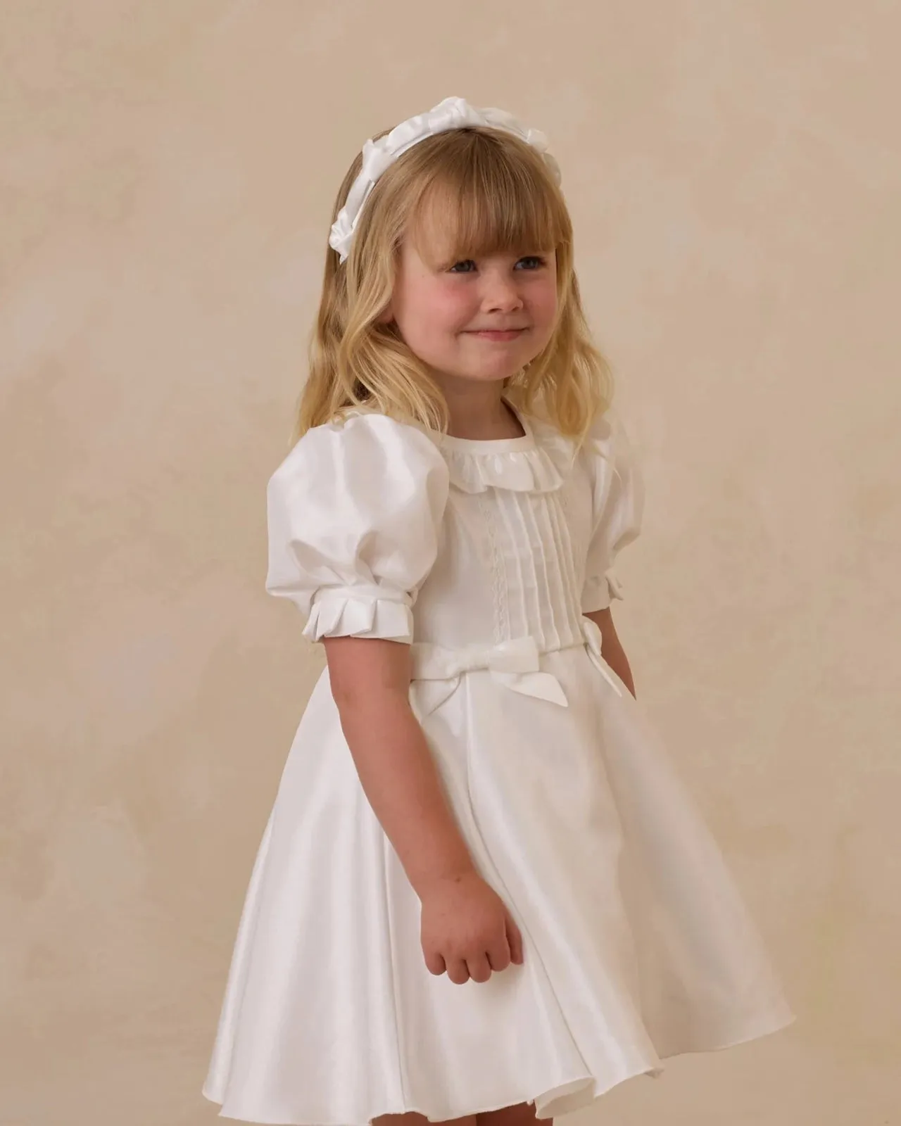 NoraLee Girls Pleated Headband in White