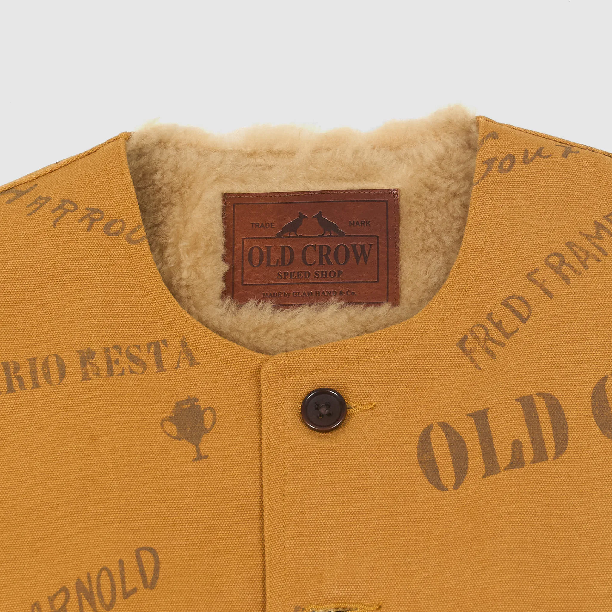 Old Crow Speed Shop by Glad Hand & Co. Canvas Shearling Vest
