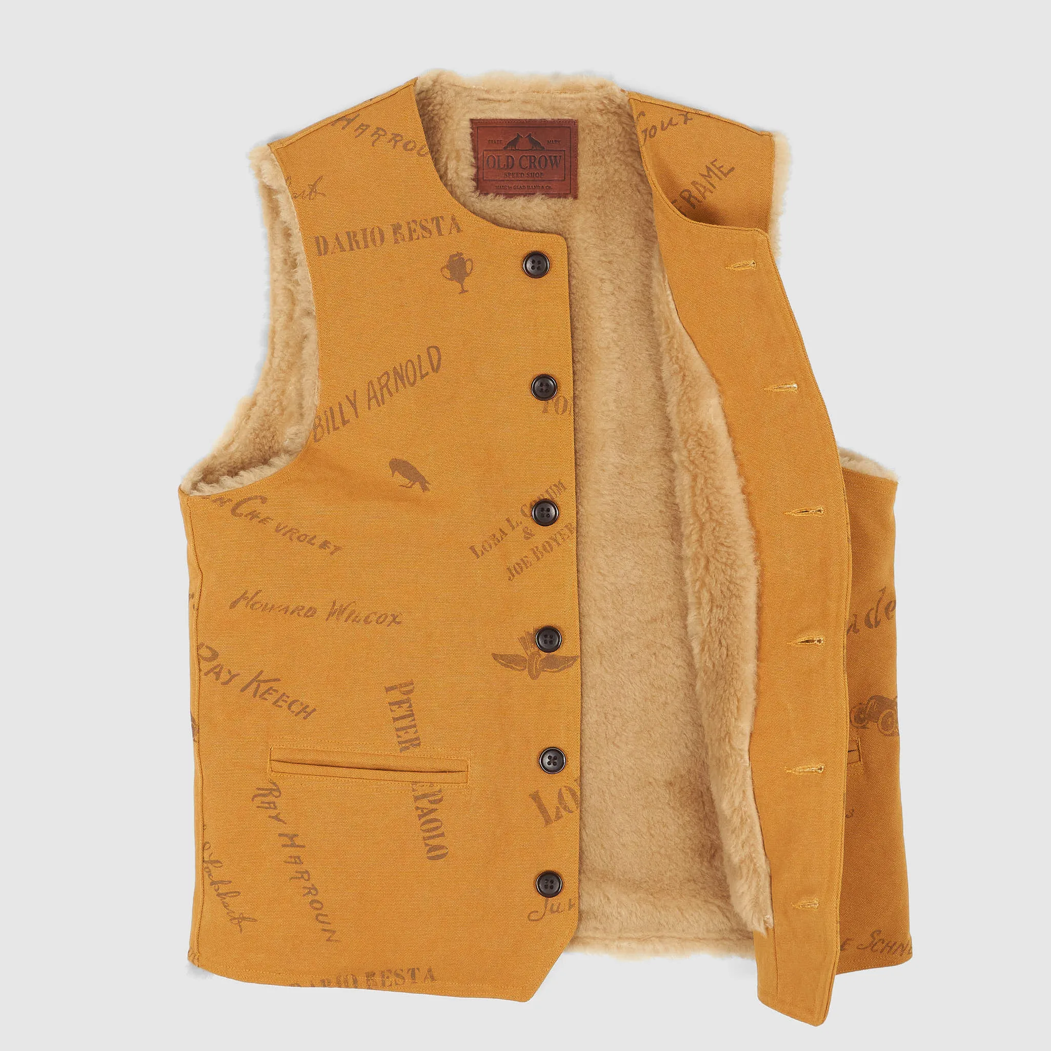 Old Crow Speed Shop by Glad Hand & Co. Canvas Shearling Vest