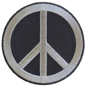 Peace Sign Patch Gray On Black