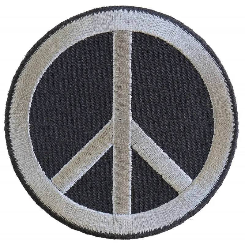 Peace Sign Patch Gray On Black