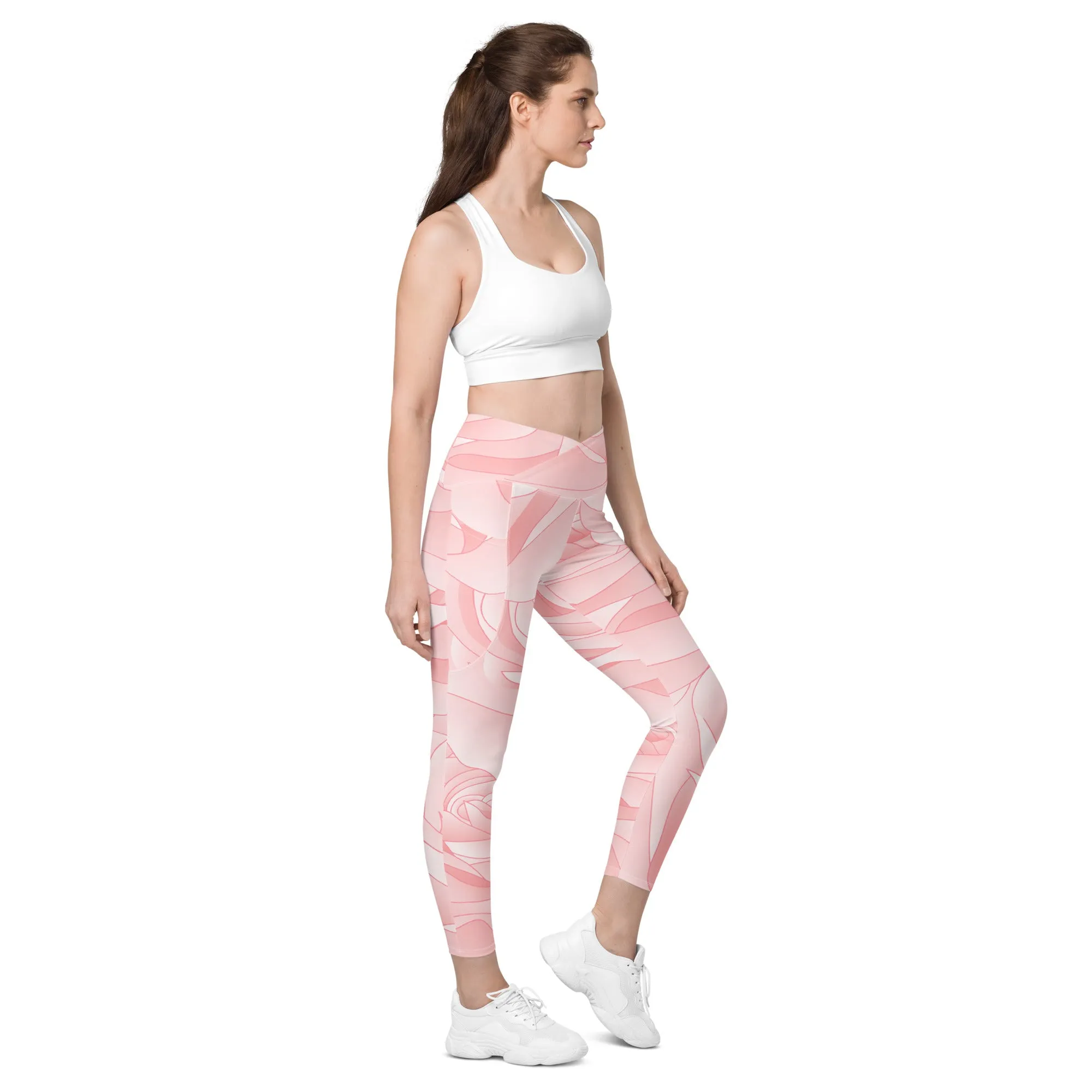 Pink Blush Rose Leggings with Pockets, lioness-love