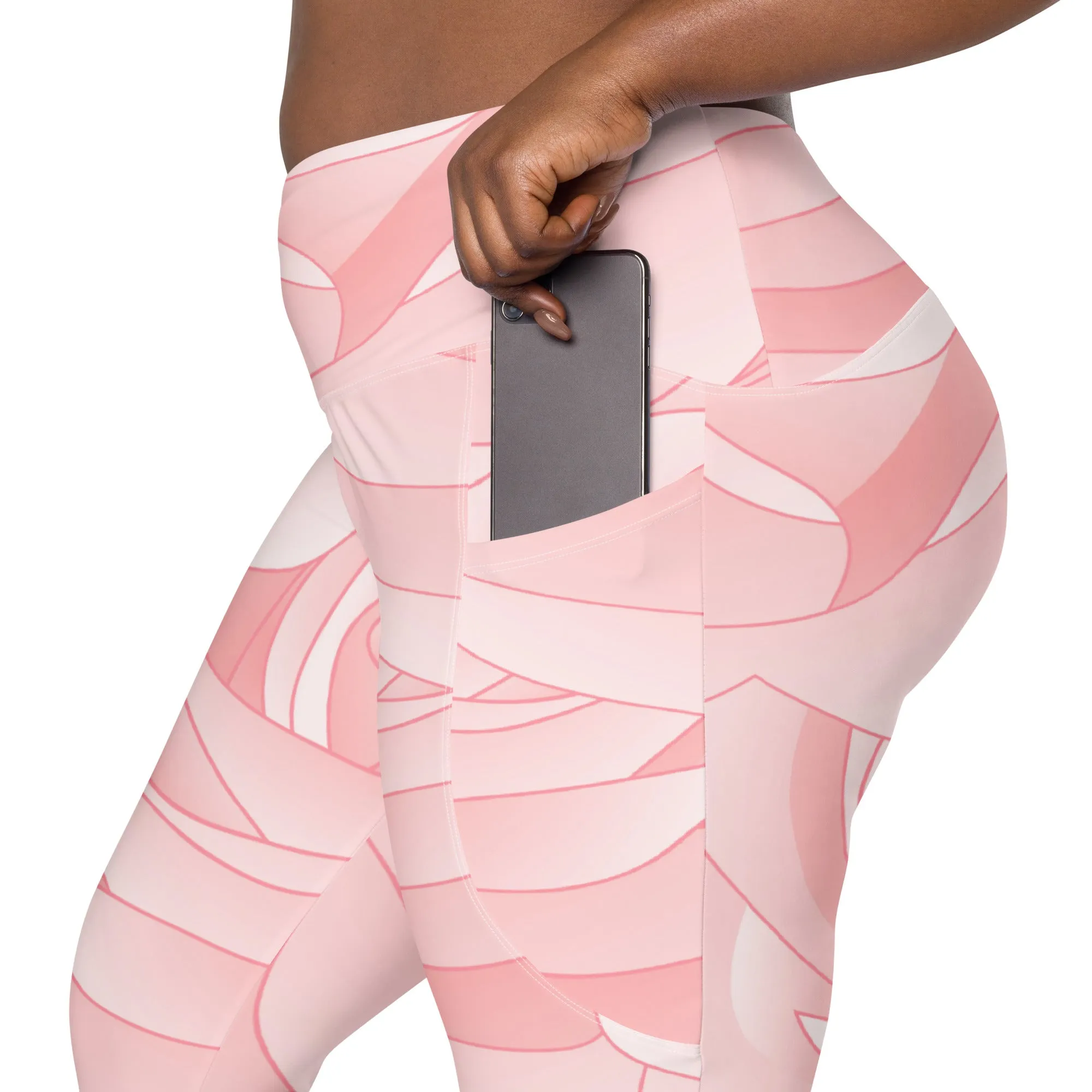 Pink Blush Rose Leggings with Pockets, lioness-love