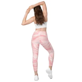 Pink Blush Rose Leggings with Pockets, lioness-love