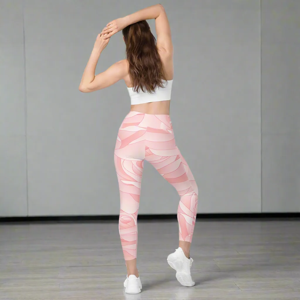 Pink Blush Rose Leggings with Pockets, lioness-love