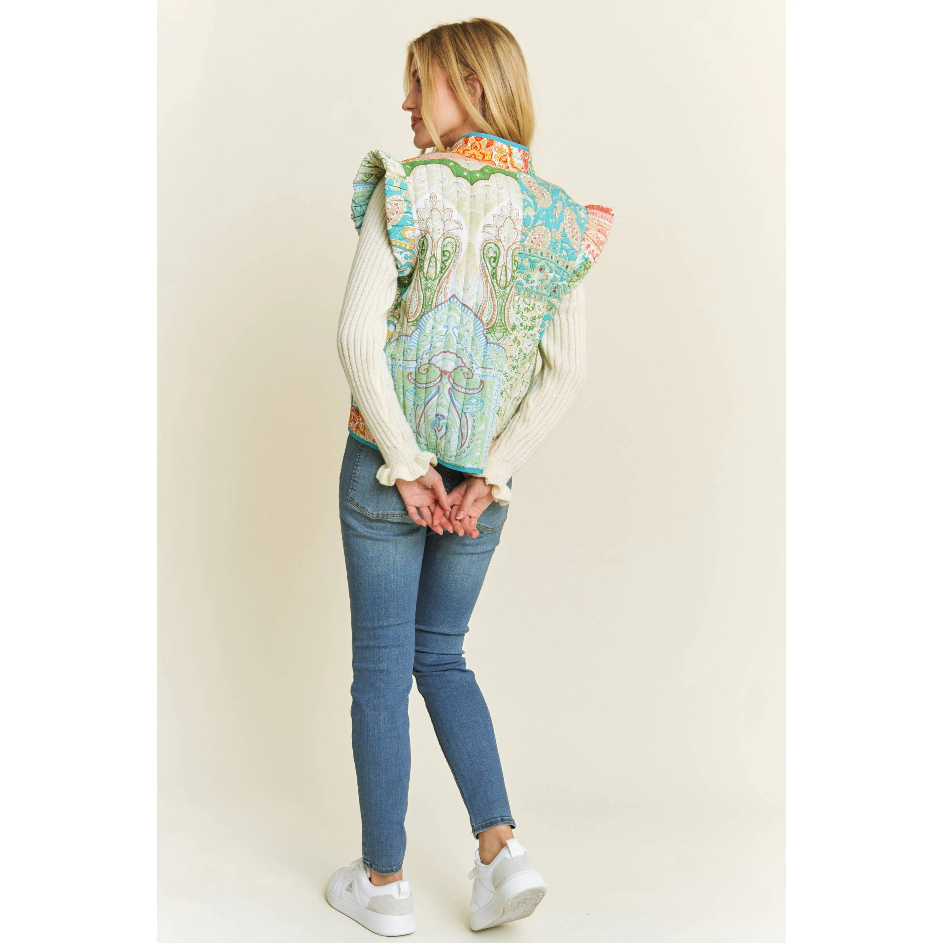 Quilted Ruffle Vest