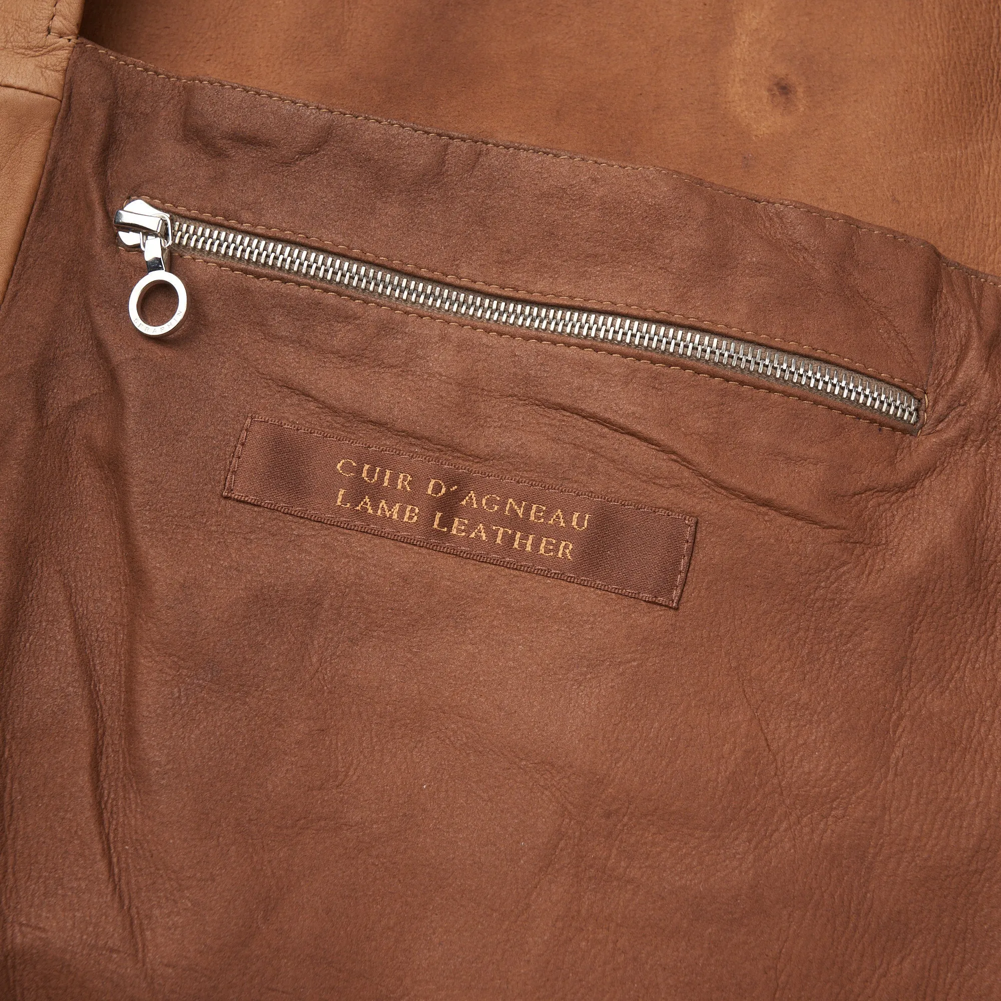 SERAPHIN Tan Lamb Leather Unlined Bomber Flight Jacket FR 50 US M
