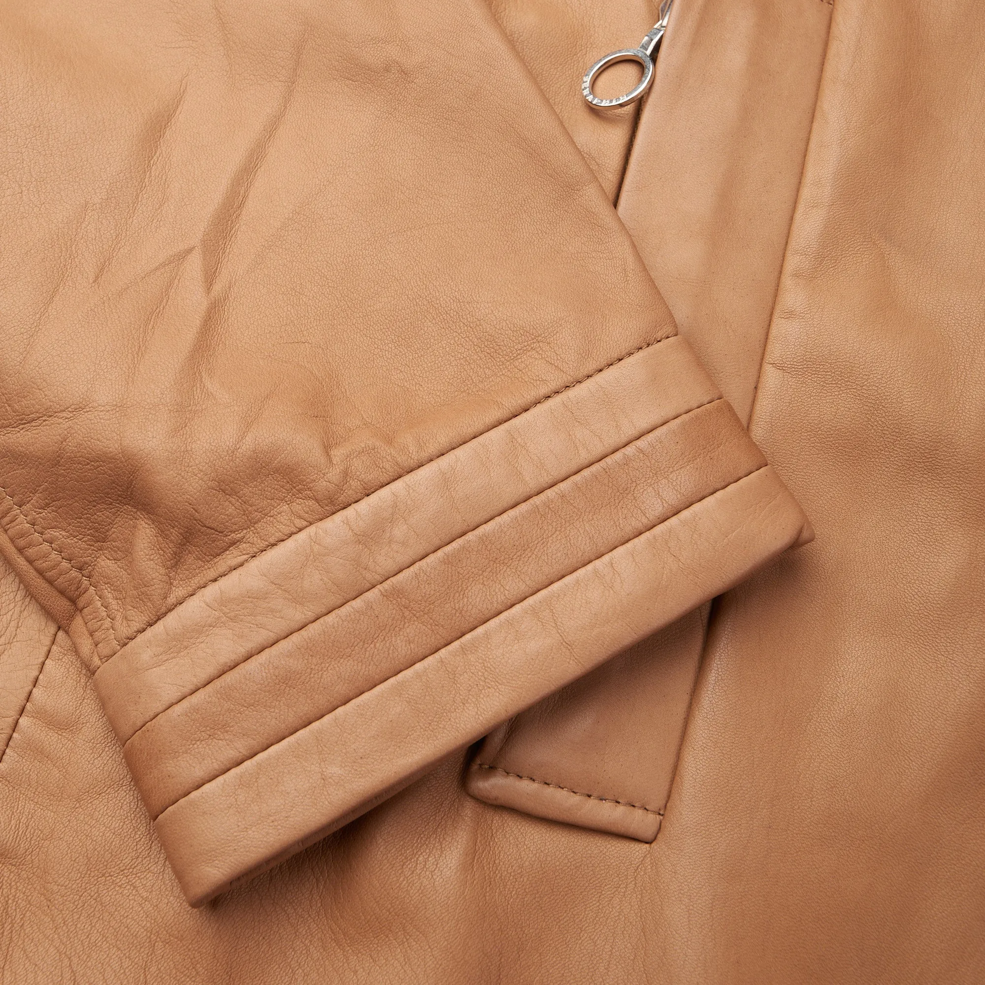 SERAPHIN Tan Lamb Leather Unlined Bomber Flight Jacket FR 50 US M