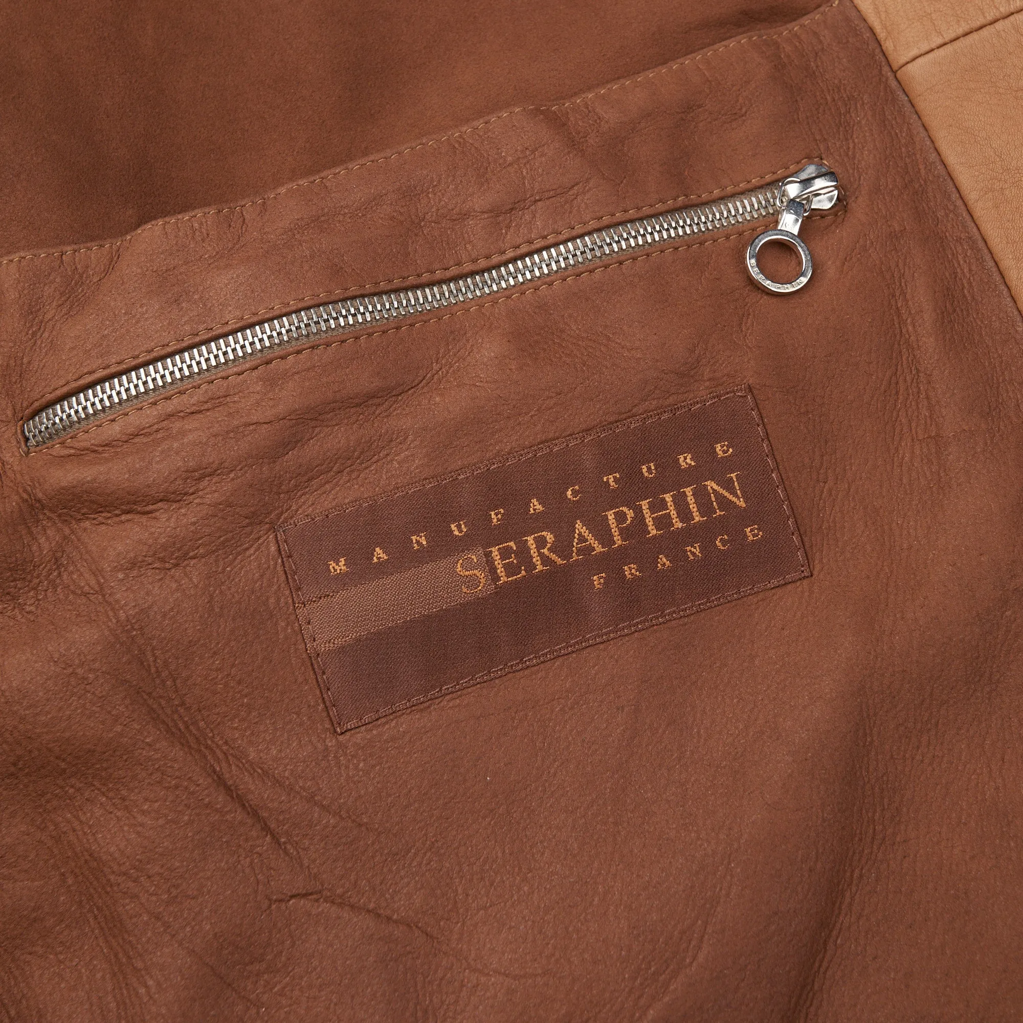SERAPHIN Tan Lamb Leather Unlined Bomber Flight Jacket FR 50 US M