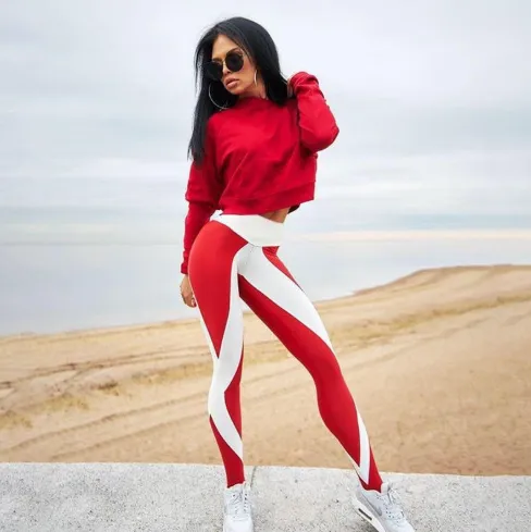 Slim High Cross Striped Leggings